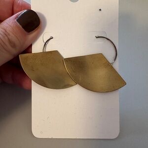 New Handmade Small Brass Semi Circle Crescent Earrings
